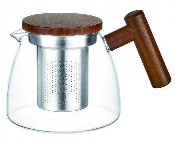 Lovegrace Kunstvolle Teemomente: 730ml Glasteekanne mit Holzdesign und Edelstahlsieb