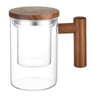 Lovegrace Premium Glas-Tee Cup mit Holzgriff und Deckel...